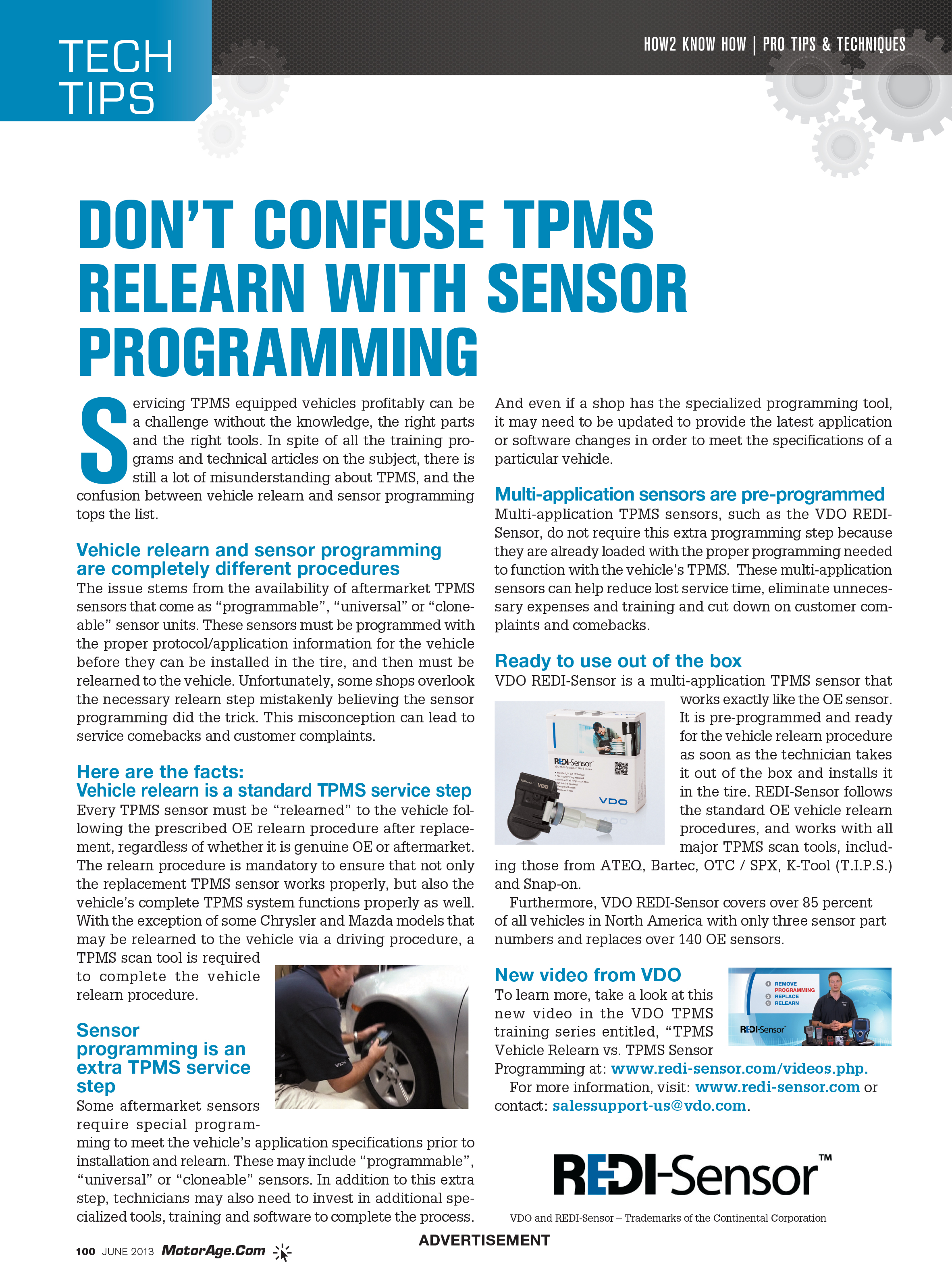 TPMS Service Tips - VDO REDI-Sensor