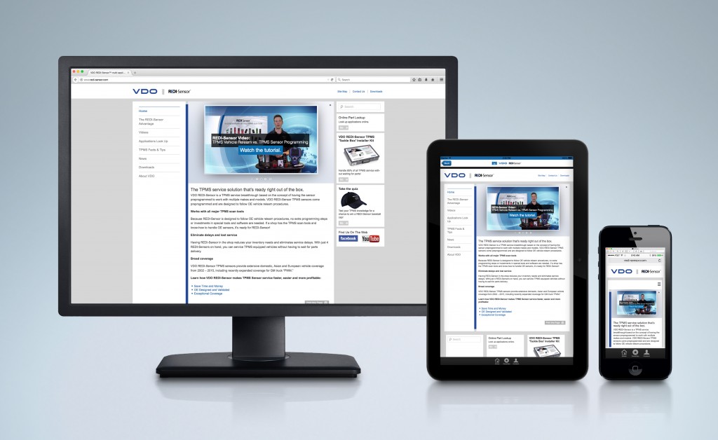 New VDO REDI-Sensor website features a responsive design that allows optimal viewing on all types of devices from smartphones to desktops.