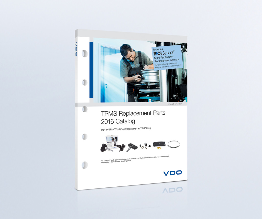 New VDO TPMS Catalog showcases expanded application coverage for REDI-Sensor Multi-Application TPMS Sensor.
