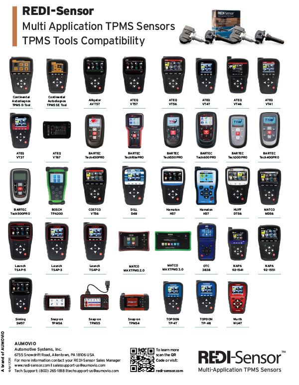 REDI-Sensor Compatible Tools REDI-Sensor TPMS tools compatibility chart overview